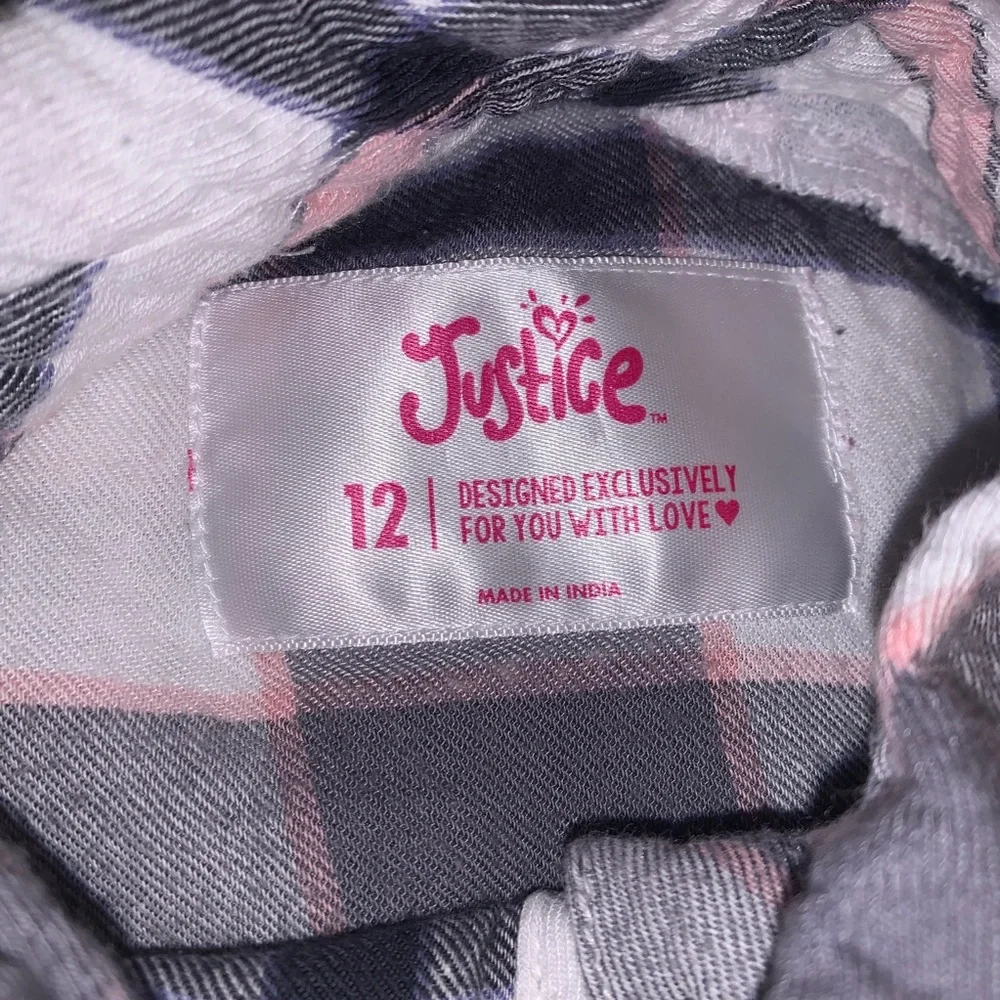 Justice Flannel Button Down Shirt‎ Size: 12